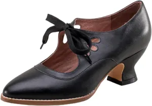 1920S Shoe for Women Vintage Mary Janes Lace Up Bridal Shoes Closed Toe Dress Shoe Chunky Heel Pumps Wedding Shoes