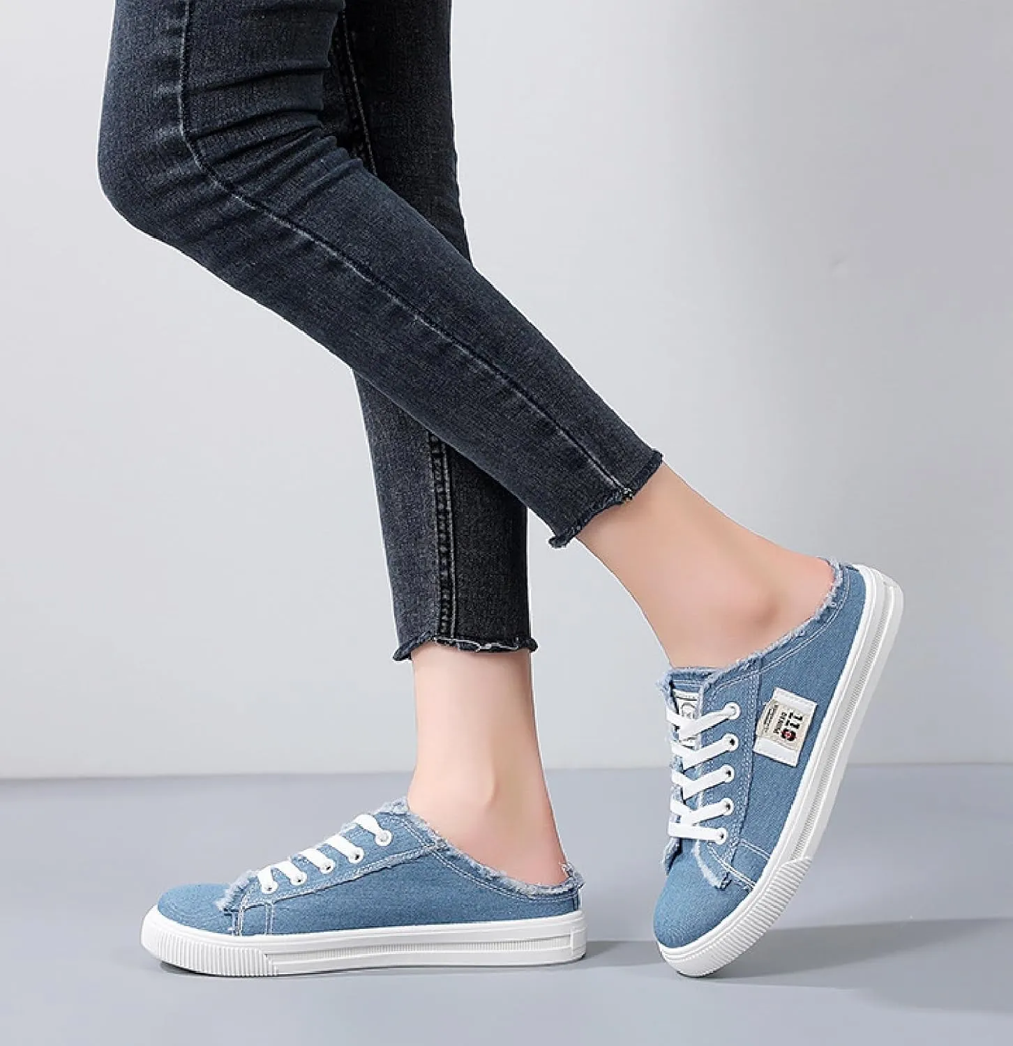2024 New Women's Canvas Shoes Fringed Hem Denim Fabric Autumn Style Spring Casual Sports Preppy Flat Sneakers for Students