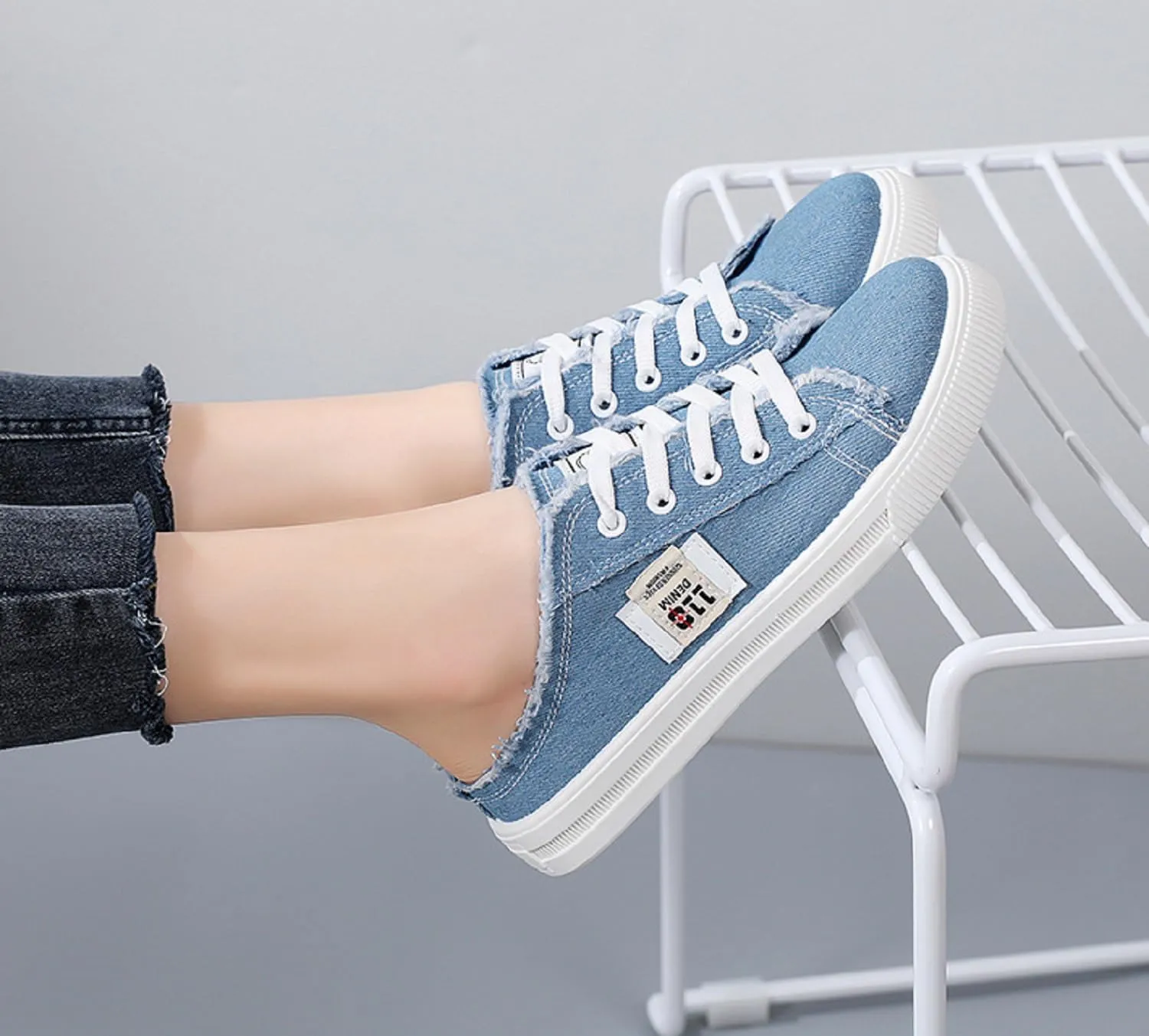 2024 New Women's Canvas Shoes Fringed Hem Denim Fabric Autumn Style Spring Casual Sports Preppy Flat Sneakers for Students