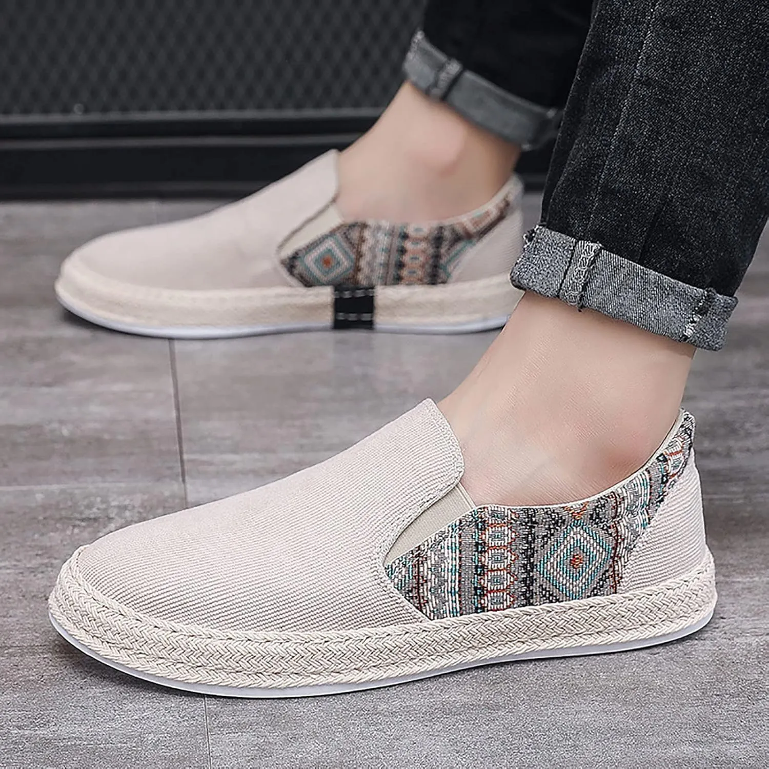 2025 Men's New Spring and Fisherman's Shoes Canvas Thick Soled Slip On Shoes Men Sneaker