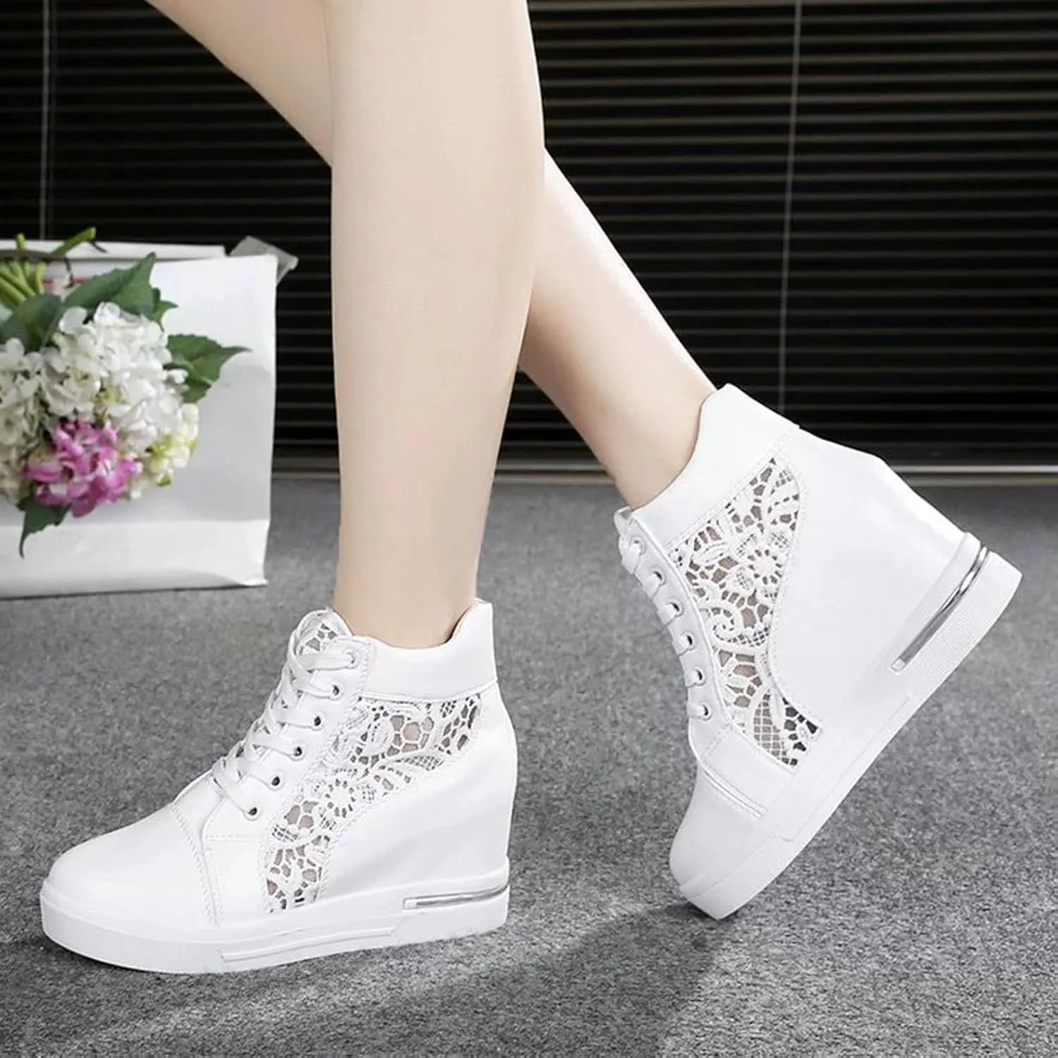 2025 Wedge Sneakers Platform Hidden High Heels Sneakers for Women Dressy Lace Up Sports Running Walking Shoes Sandals