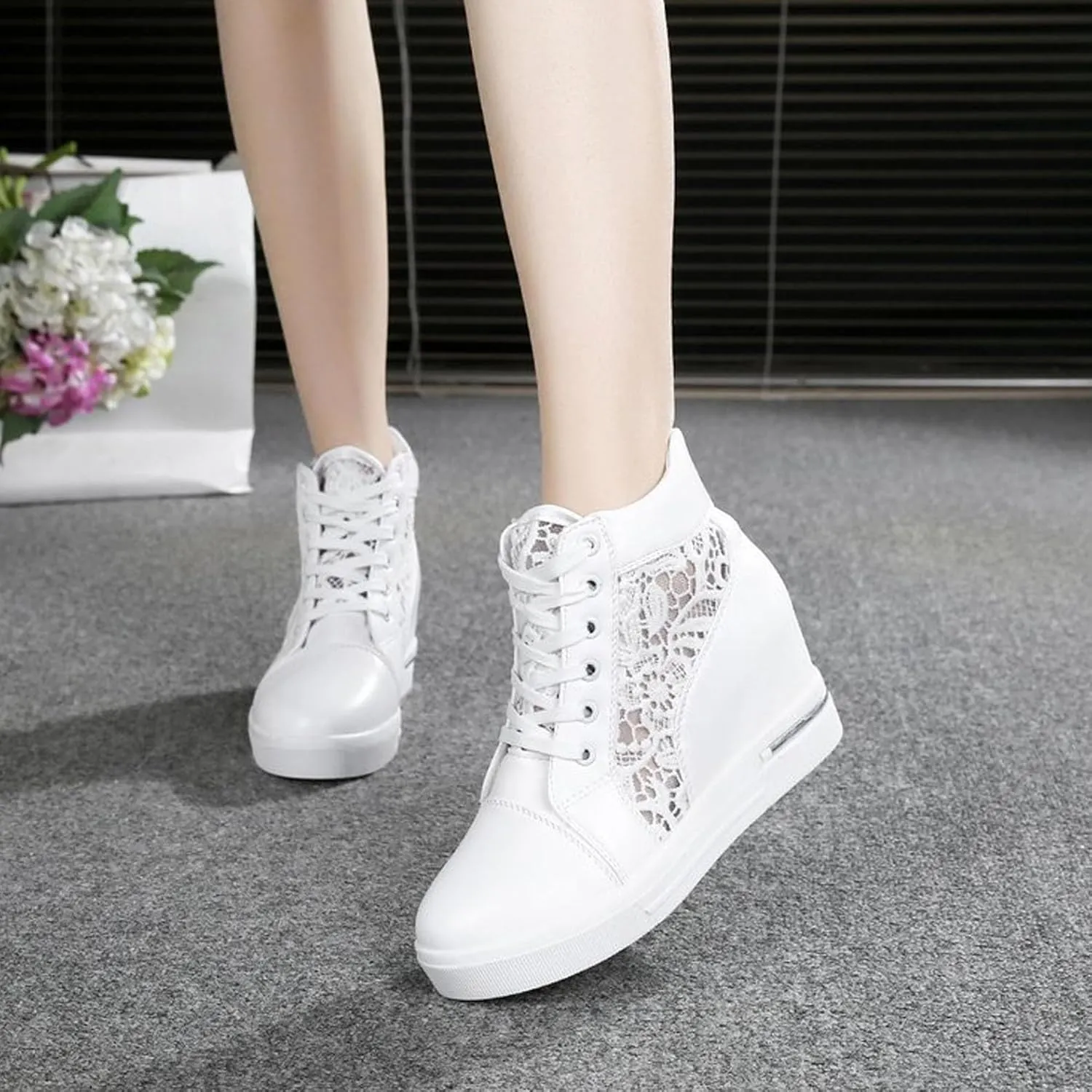 2025 Wedge Sneakers Platform Hidden High Heels Sneakers for Women Dressy Lace Up Sports Running Walking Shoes Sandals