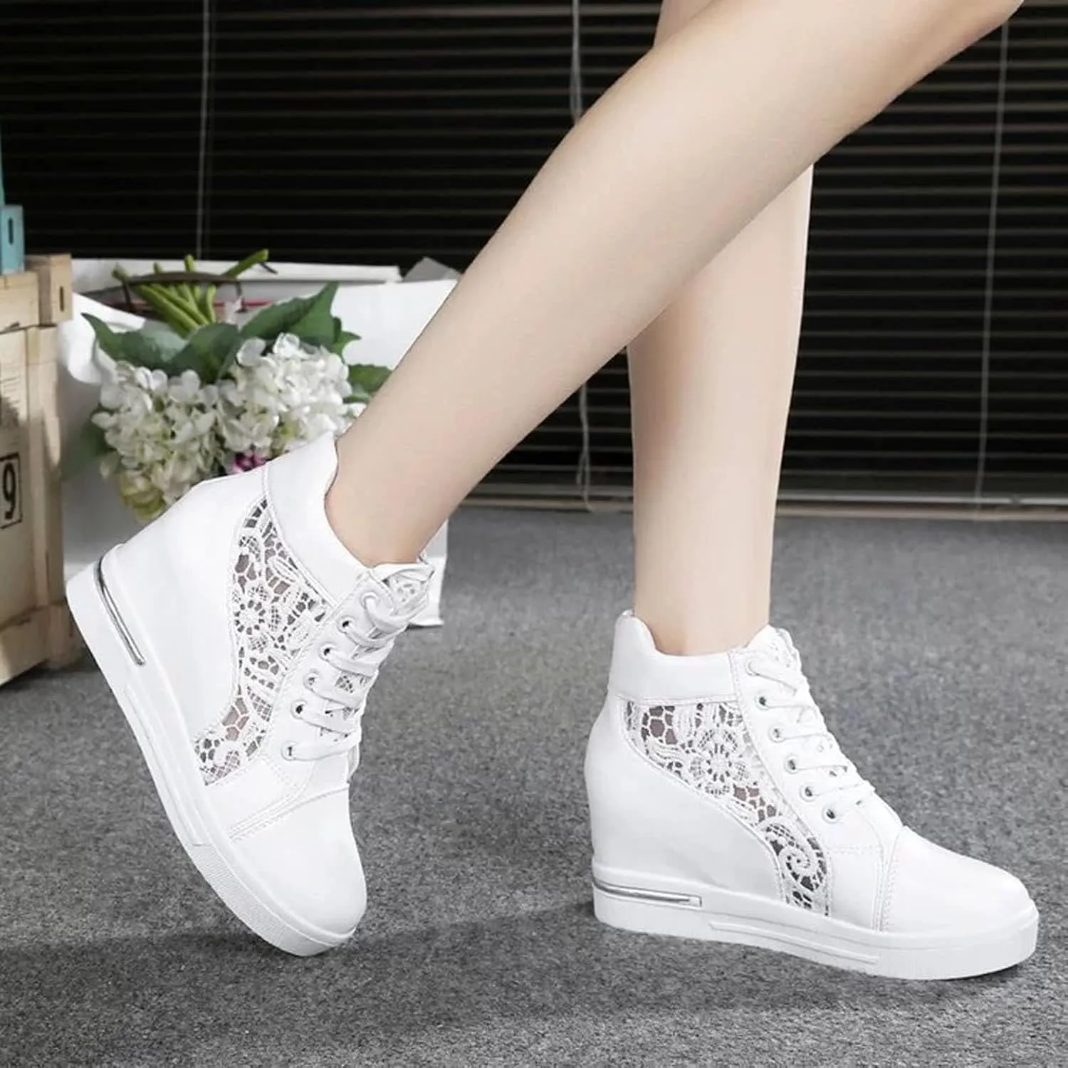 2025 Wedge Sneakers Platform Hidden High Heels Sneakers for Women Dressy Lace Up Sports Running Walking Shoes Sandals