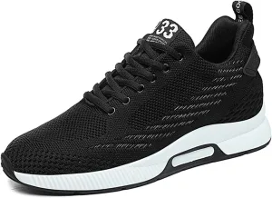 6cm Men's Elevator Shoes Men's Casual Mesh Trainers Lightweight Breathable Lace Up Sports Shoes with Hidden Lift Heel for Men Big Sneaker Slippers Men