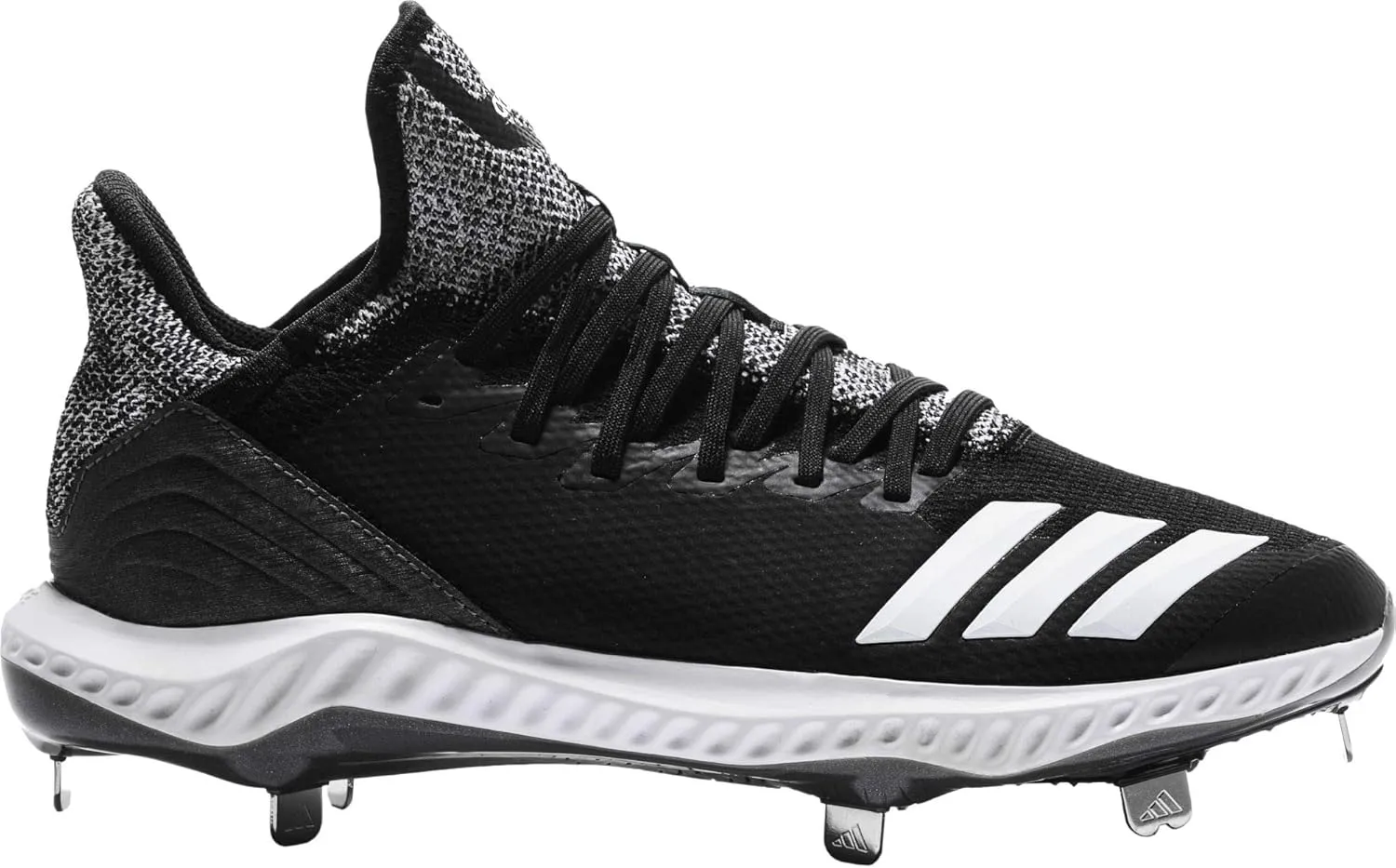 adidas Mens Icon Bounce Hybrid Baseball Baseball Sneakers Shoes Casual Cleated - Black,White - Size 7 D