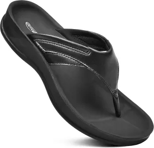 AEROTHOTIC Arch Supportive Strappy Orthotic Comfortable Flip Flops Cushion Soft Toe Post Non-Slip Summer Casual Travel Walking Thong Sandals Women Beach Essentials