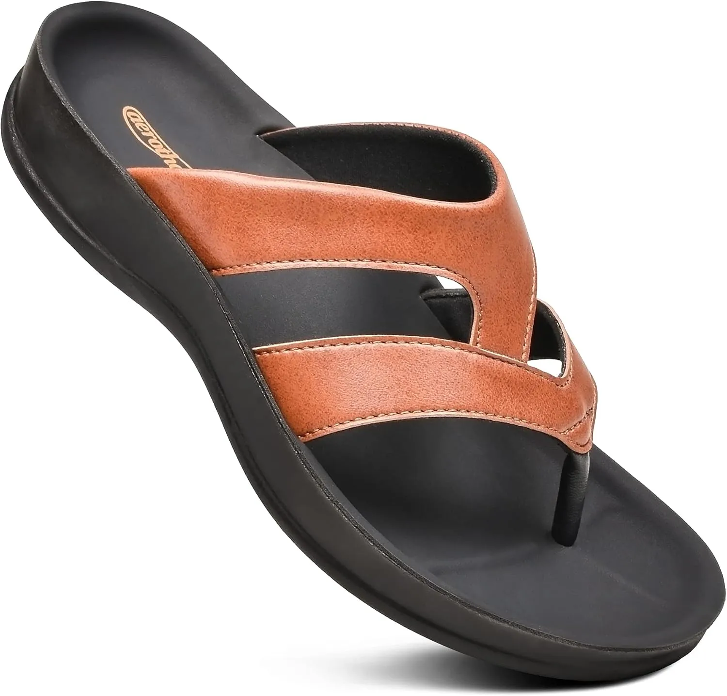 AEROTHOTIC Arch Supportive Strappy Orthotic Comfortable Flip Flops Cushion Soft Toe Post Non-Slip Summer Casual Travel Walking Thong Sandals Women Beach Essentials