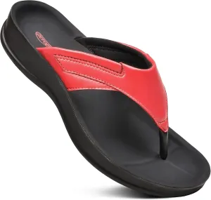 AEROTHOTIC Arch Supportive Strappy Orthotic Comfortable Flip Flops Cushion Soft Toe Post Non-Slip Summer Casual Travel Walking Thong Sandals Women Beach Essentials
