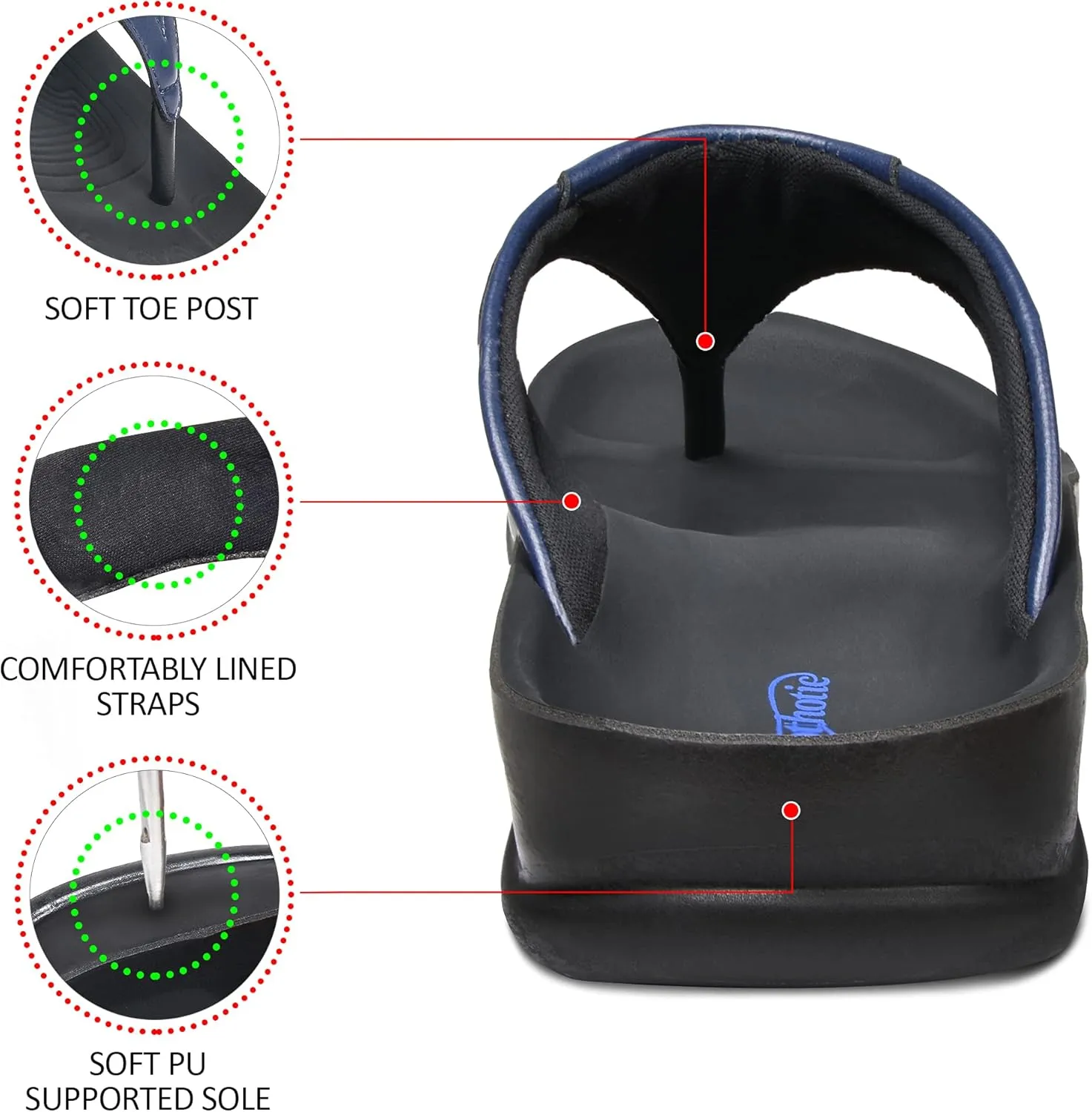 AEROTHOTIC Arch Supportive Strappy Orthotic Comfortable Flip Flops Cushion Soft Toe Post Non-Slip Summer Casual Travel Walking Thong Sandals Women Beach Essentials