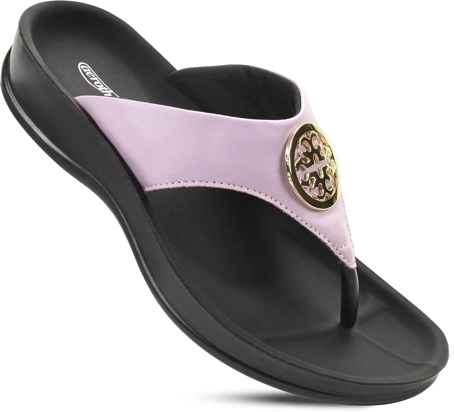 AEROTHOTIC Arch Supportive Strappy Orthotic Comfortable Flip Flops Cushion Soft Toe Post Non-Slip Summer Casual Travel Walking Thong Sandals Women Beach Essentials