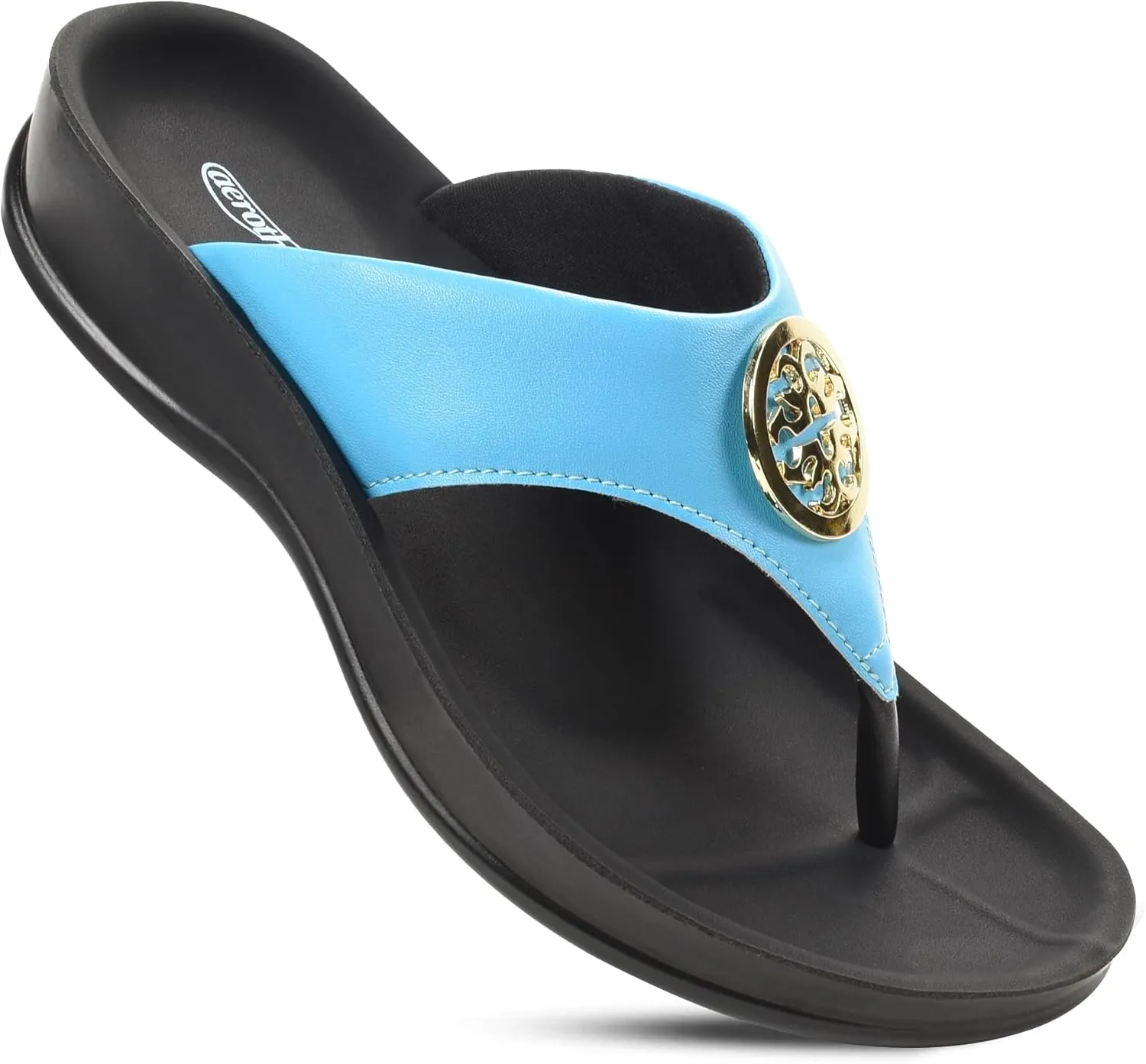 AEROTHOTIC Arch Supportive Strappy Orthotic Comfortable Flip Flops Cushion Soft Toe Post Non-Slip Summer Casual Travel Walking Thong Sandals Women Beach Essentials
