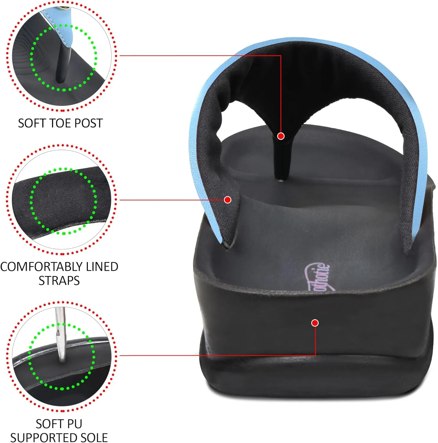 AEROTHOTIC Arch Supportive Strappy Orthotic Comfortable Flip Flops Cushion Soft Toe Post Non-Slip Summer Casual Travel Walking Thong Sandals Women Beach Essentials