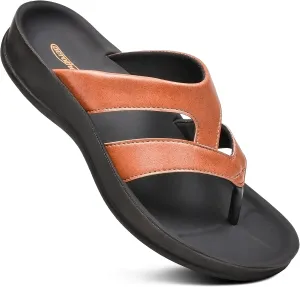 AEROTHOTIC Arch Supportive Strappy Orthotic Comfortable Flip Flops Cushion Soft Toe Post Non-Slip Summer Casual Travel Walking Thong Sandals Women Beach Essentials
