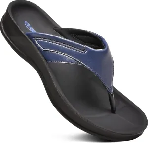 AEROTHOTIC Arch Supportive Strappy Orthotic Comfortable Flip Flops Cushion Soft Toe Post Non-Slip Summer Casual Travel Walking Thong Sandals Women Beach Essentials