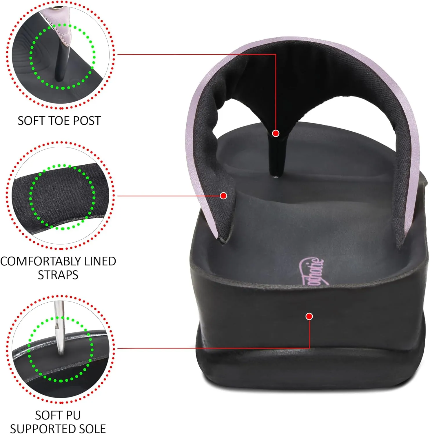 AEROTHOTIC Arch Supportive Strappy Orthotic Comfortable Flip Flops Cushion Soft Toe Post Non-Slip Summer Casual Travel Walking Thong Sandals Women Beach Essentials