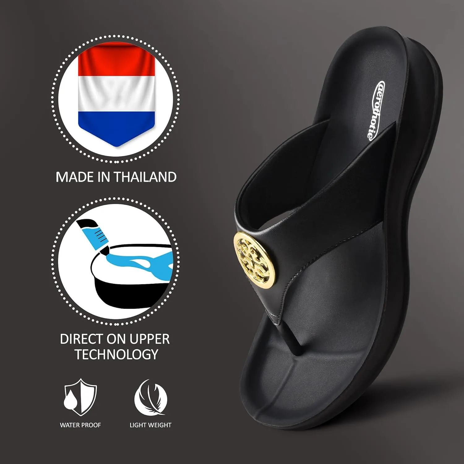 AEROTHOTIC Arch Supportive Strappy Orthotic Comfortable Flip Flops Cushion Soft Toe Post Non-Slip Summer Casual Travel Walking Thong Sandals Women Beach Essentials