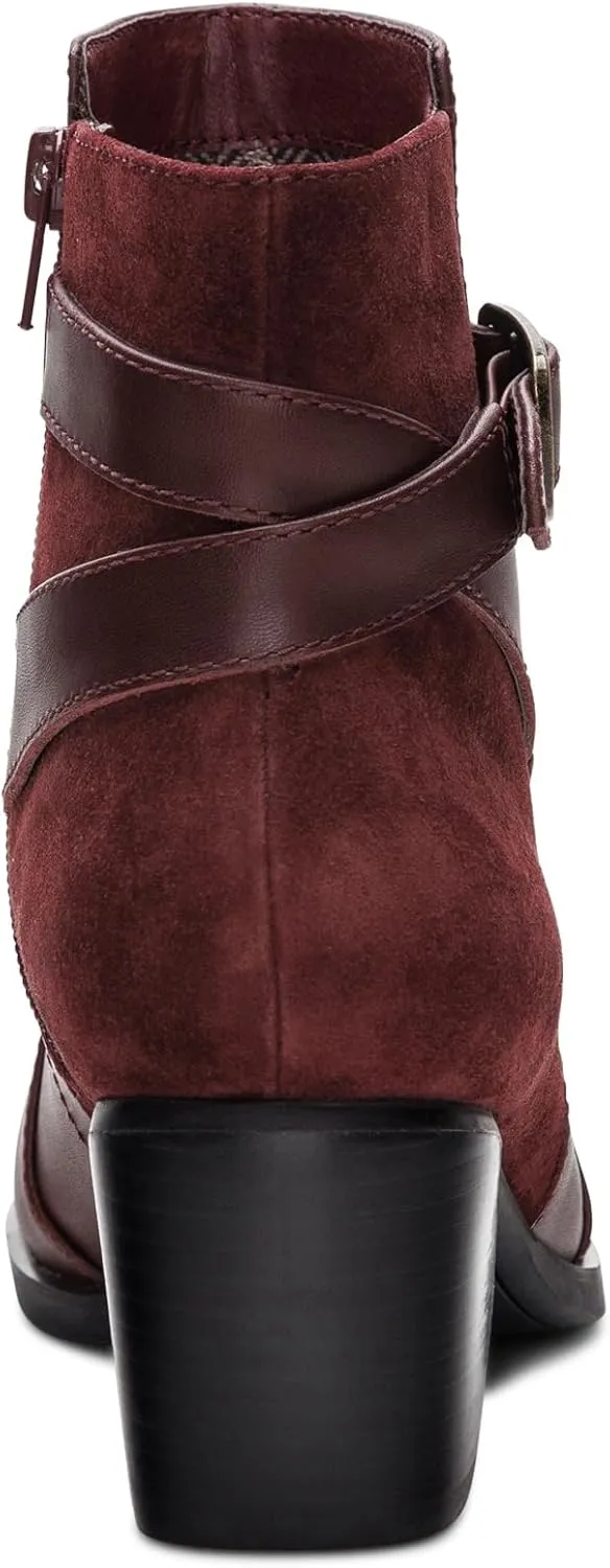 Aetrex Women's Rebecca Orthopedic Heel Boots - Weather-Friendly Leather Boots for Women Arch Support w/ Buckle and Side Zipper Ankle Boots for Women