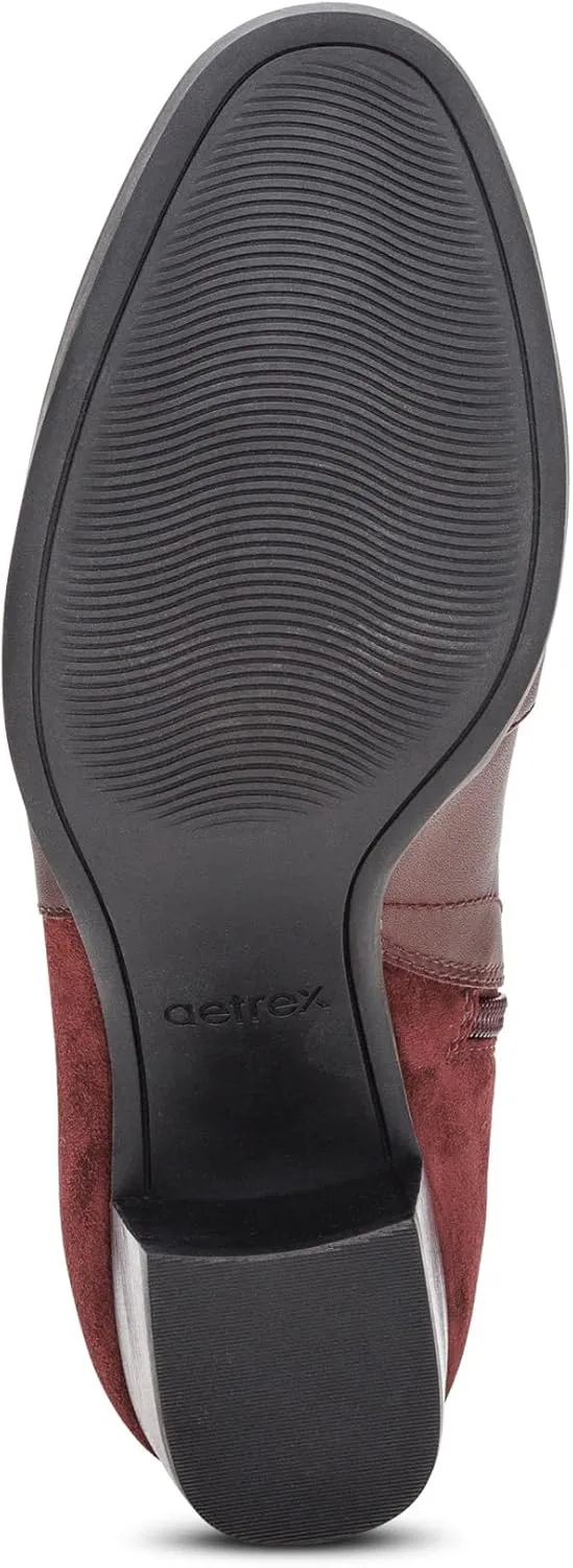 Aetrex Women's Rebecca Orthopedic Heel Boots - Weather-Friendly Leather Boots for Women Arch Support w/ Buckle and Side Zipper Ankle Boots for Women