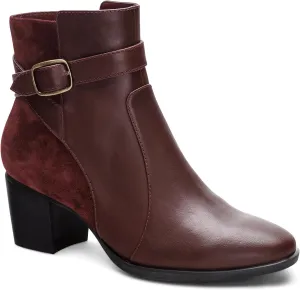 Aetrex Women's Rebecca Orthopedic Heel Boots - Weather-Friendly Leather Boots for Women Arch Support w/ Buckle and Side Zipper Ankle Boots for Women