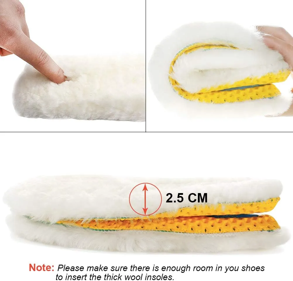 Ailaka Sheepskin Sport Wool Insoles for Women & Men, Premium Thick Fur Fleece Replacement Warm Inserts for Shoes Boots Slippers Sneakers