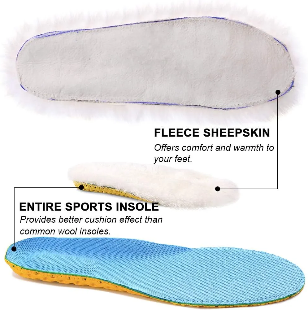 Ailaka Sheepskin Sport Wool Insoles for Women & Men, Premium Thick Fur Fleece Replacement Warm Inserts for Shoes Boots Slippers Sneakers