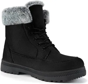 Alicegana Women Winter Boots Snow: Warm Cotton Fur Lined Winter Shoes Lace Up Comfortable Non Slip Ankle Platform Boots Outdoor