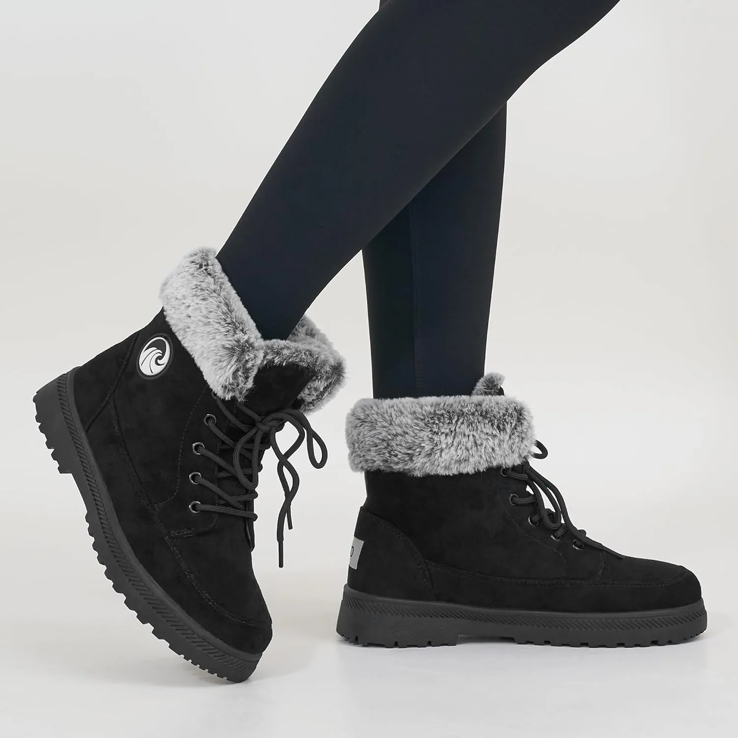 Alicegana Women Winter Boots Snow: Warm Cotton Fur Lined Winter Shoes Lace Up Comfortable Non Slip Ankle Platform Boots Outdoor