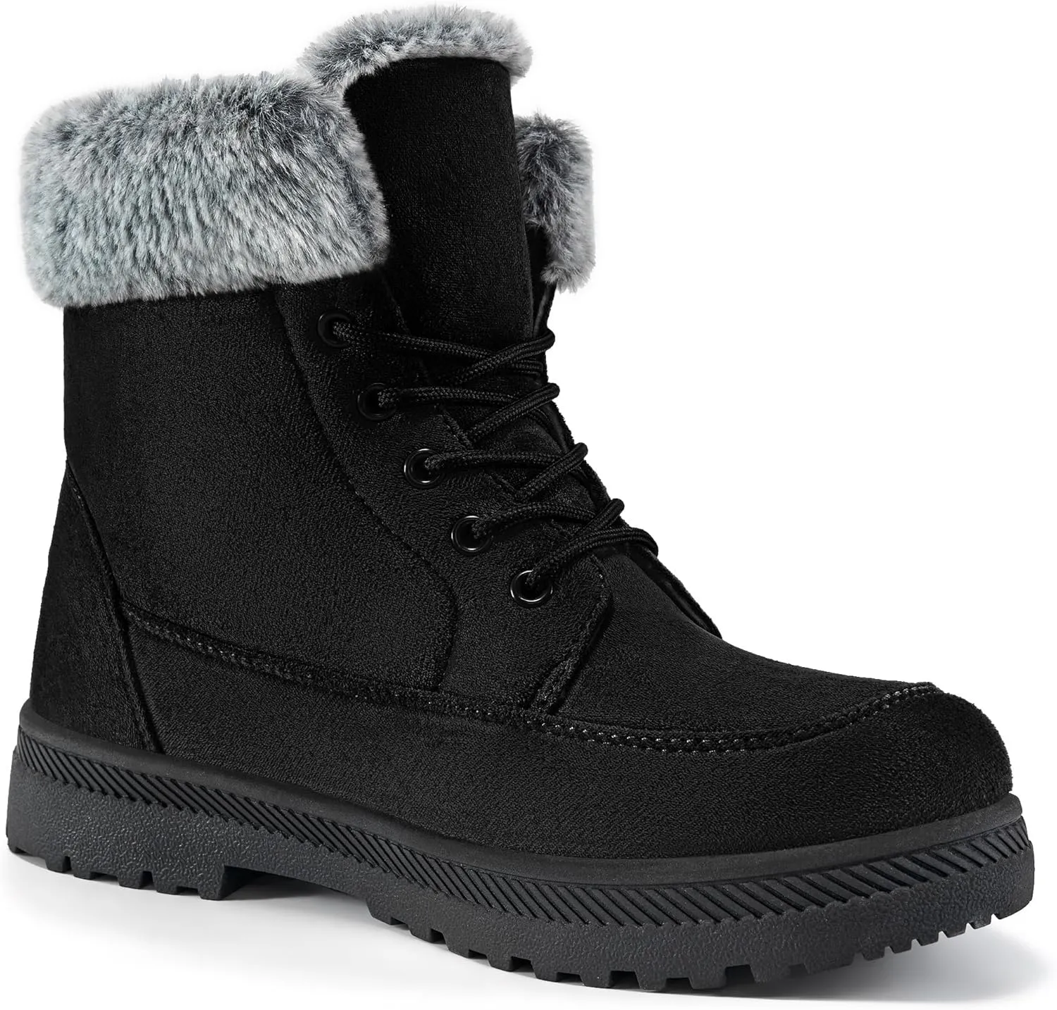 Alicegana Women Winter Boots Snow: Warm Cotton Fur Lined Winter Shoes Lace Up Comfortable Non Slip Ankle Platform Boots Outdoor