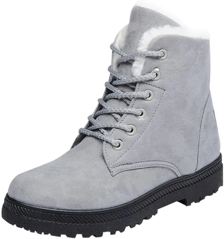 Alicegana Women Winter Boots Snow: Warm Cotton Fur Lined Winter Shoes Lace Up Comfortable Non Slip Ankle Platform Boots Outdoor