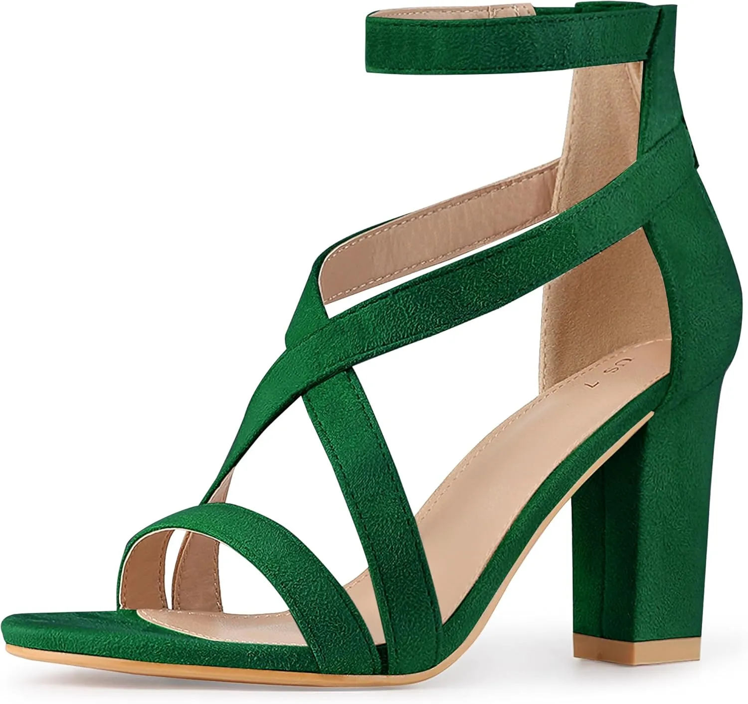 Allegra K Women's Crisscross Ankle Strap Chunky Heel Sandals