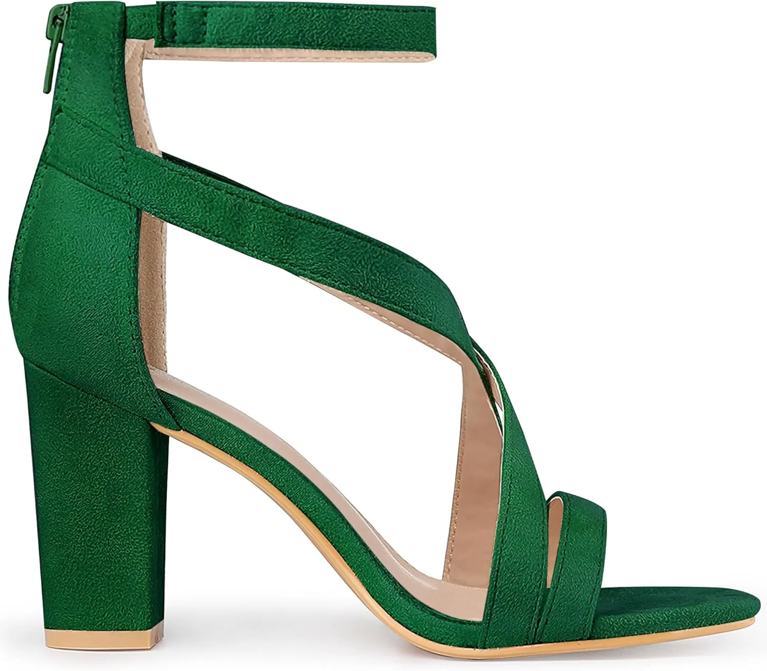 Allegra K Women's Crisscross Ankle Strap Chunky Heel Sandals