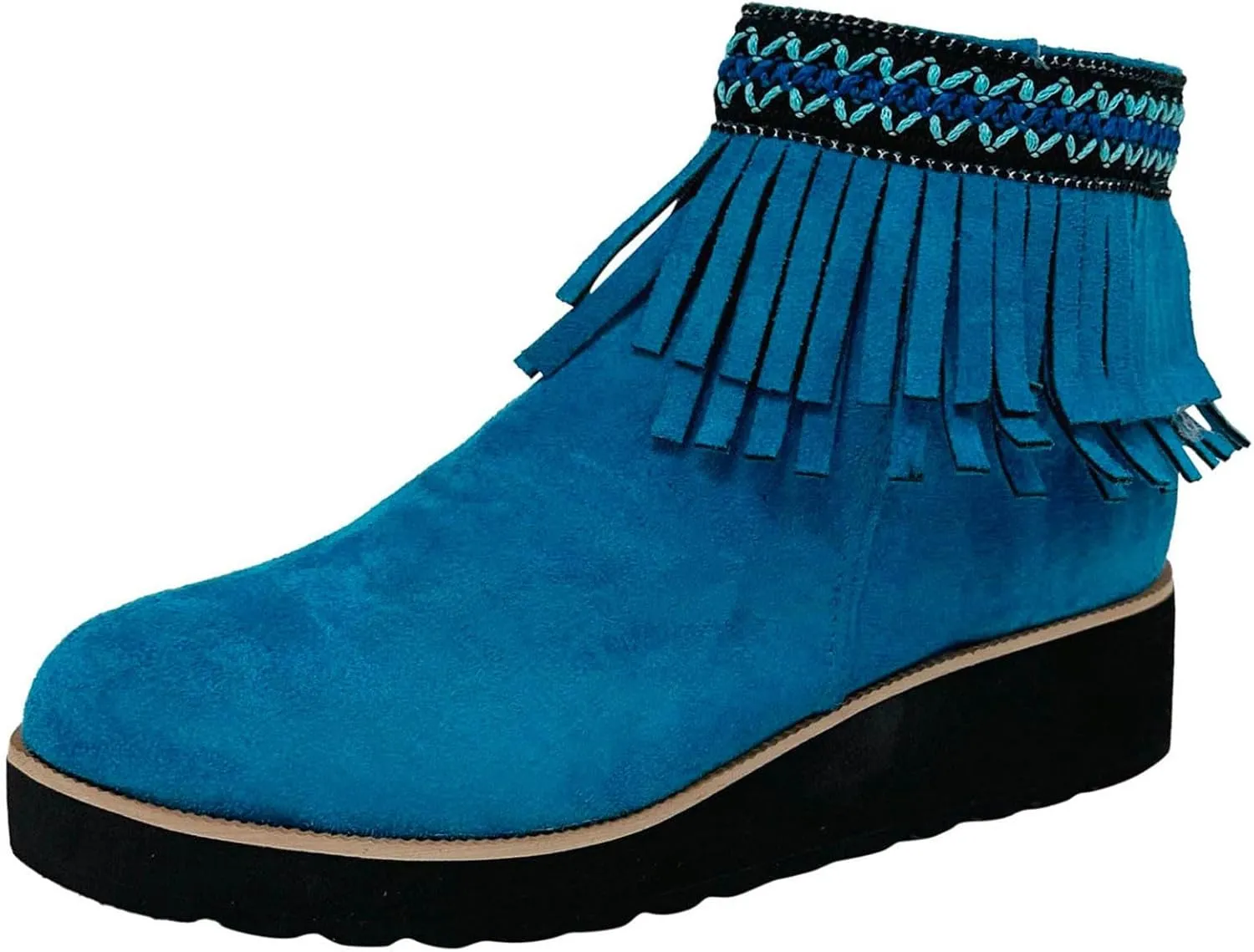 Ankle Boots for Women Comfortable Women Boots Ankle Boots Suede Frosted Tassel Soft Sole Thick Wedge Heel Ankle Boots