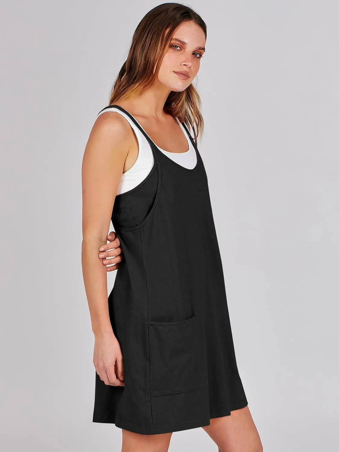 ANRABESS Women Athletic Dress Summer Tennis Workout Active Sports Mini Romper Dress Built in Shorts Travel Vacation Clothes