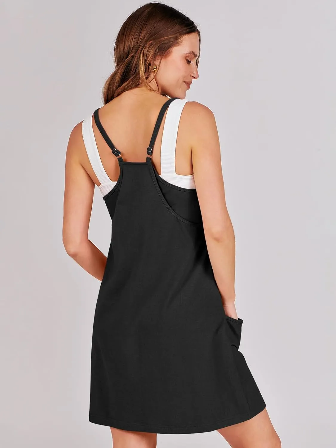 ANRABESS Women Athletic Dress Summer Tennis Workout Active Sports Mini Romper Dress Built in Shorts Travel Vacation Clothes