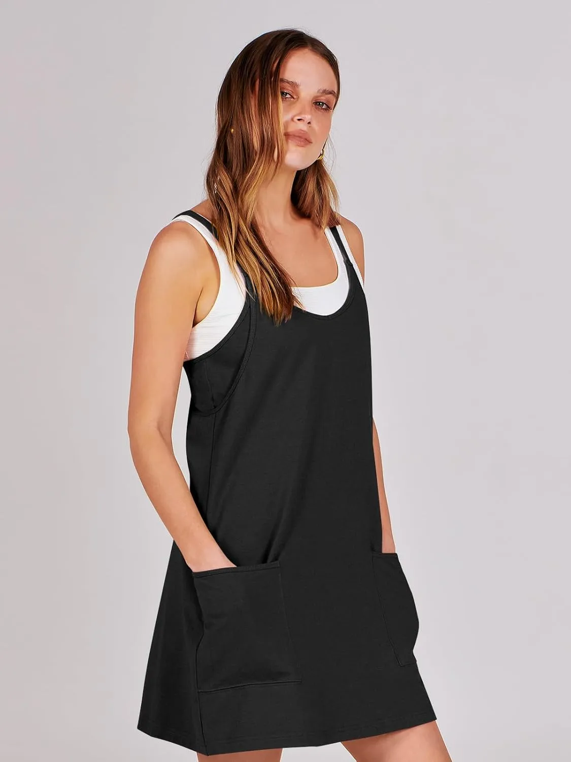 ANRABESS Women Athletic Dress Summer Tennis Workout Active Sports Mini Romper Dress Built in Shorts Travel Vacation Clothes