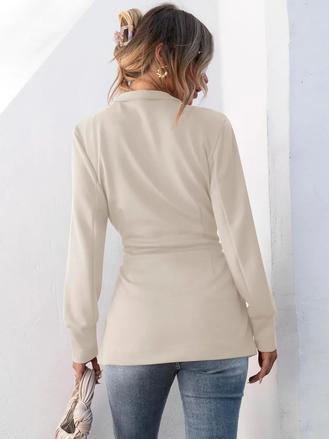 ANRABESS Womens Jacket Belted Casual Long Sleeve Wrap Trench Coat 2025 Spring Trendy Button Up Dressy Outerwear with Pockets