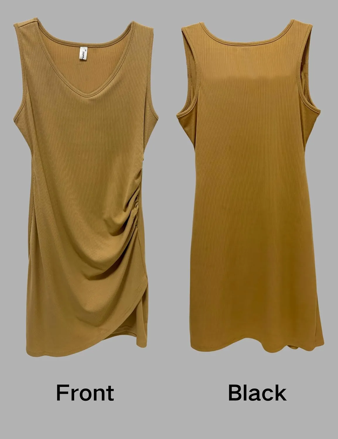 Aphratti Women's Cute Casual Summer Ribbed Tank Dresses Short V Neck Bodycon Sleeveless Mini Dress