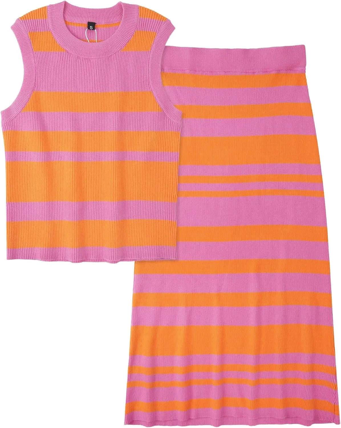 Arach&Cloz Women's Two Piece Sets 2025 Bodycon Dresses Summer Outfits Tank Top and Midi Skirt Suits Sweater