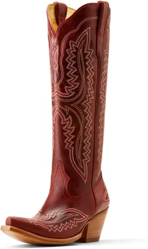 ARIAT Womens Casanova Tall Embroidered Snip Toe Zippered Casual Boots Knee High Mid Heel 2-3" - Pink