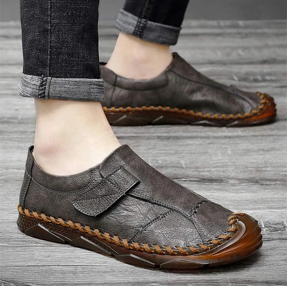 Asifn Men's Casual Leather Loafers Breathable Moccasins Lace-up Driving Handmade Driving Comfort Dress Shoes