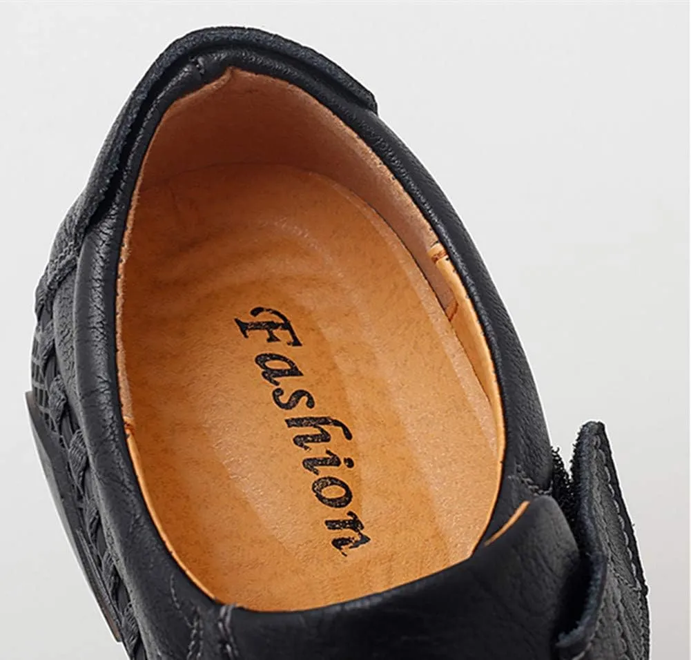 Asifn Men's Casual Leather Loafers Breathable Moccasins Lace-up Driving Handmade Driving Comfort Dress Shoes
