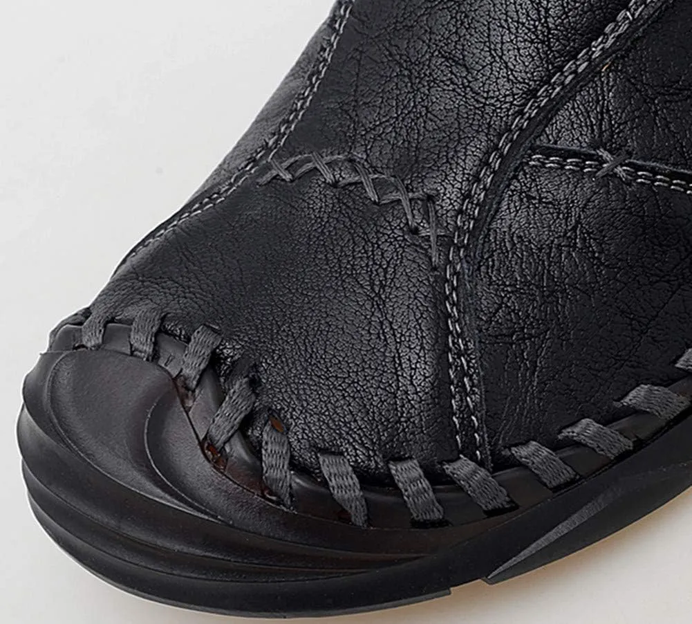 Asifn Men's Casual Leather Loafers Breathable Moccasins Lace-up Driving Handmade Driving Comfort Dress Shoes