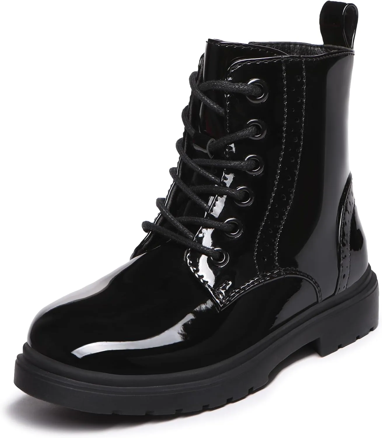 Athlefit Boys Girls Waterproof Combat Boots Lace Up Side Zipper Ankle Booties for Toddler/Little Kid/Big Kid