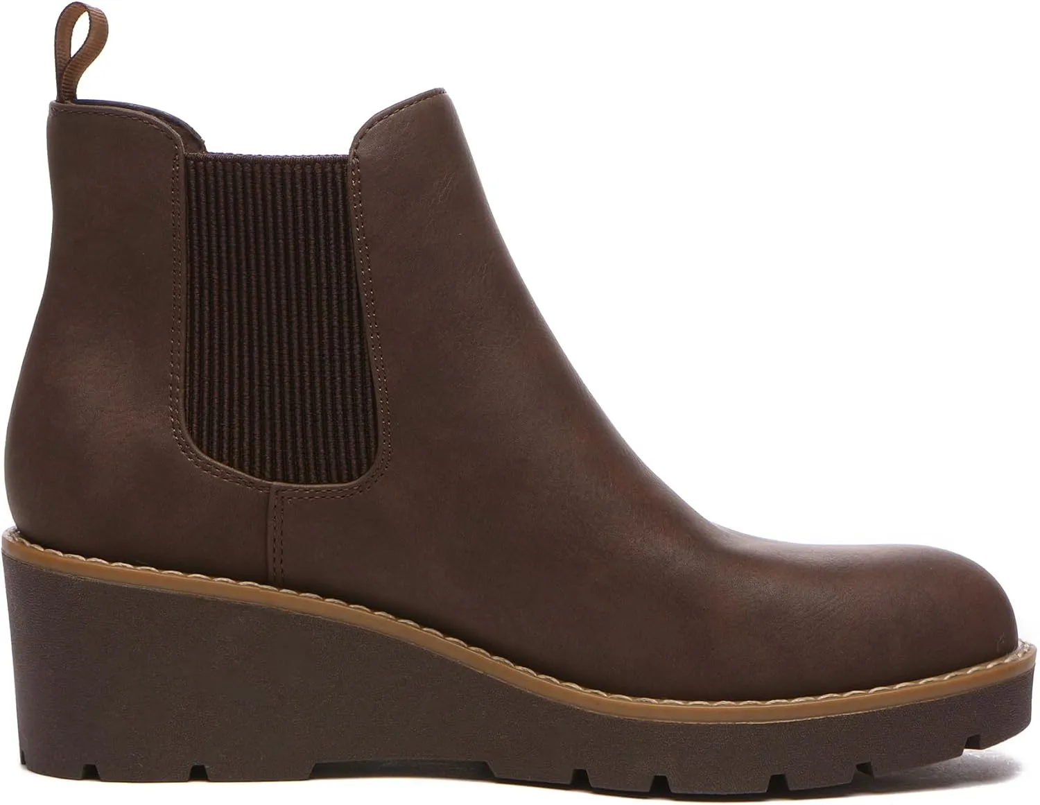 Athlefit Women's Chelsea Wedge Boots Elastic Platform Lug Sole Slip on Wedge Ankle Booties