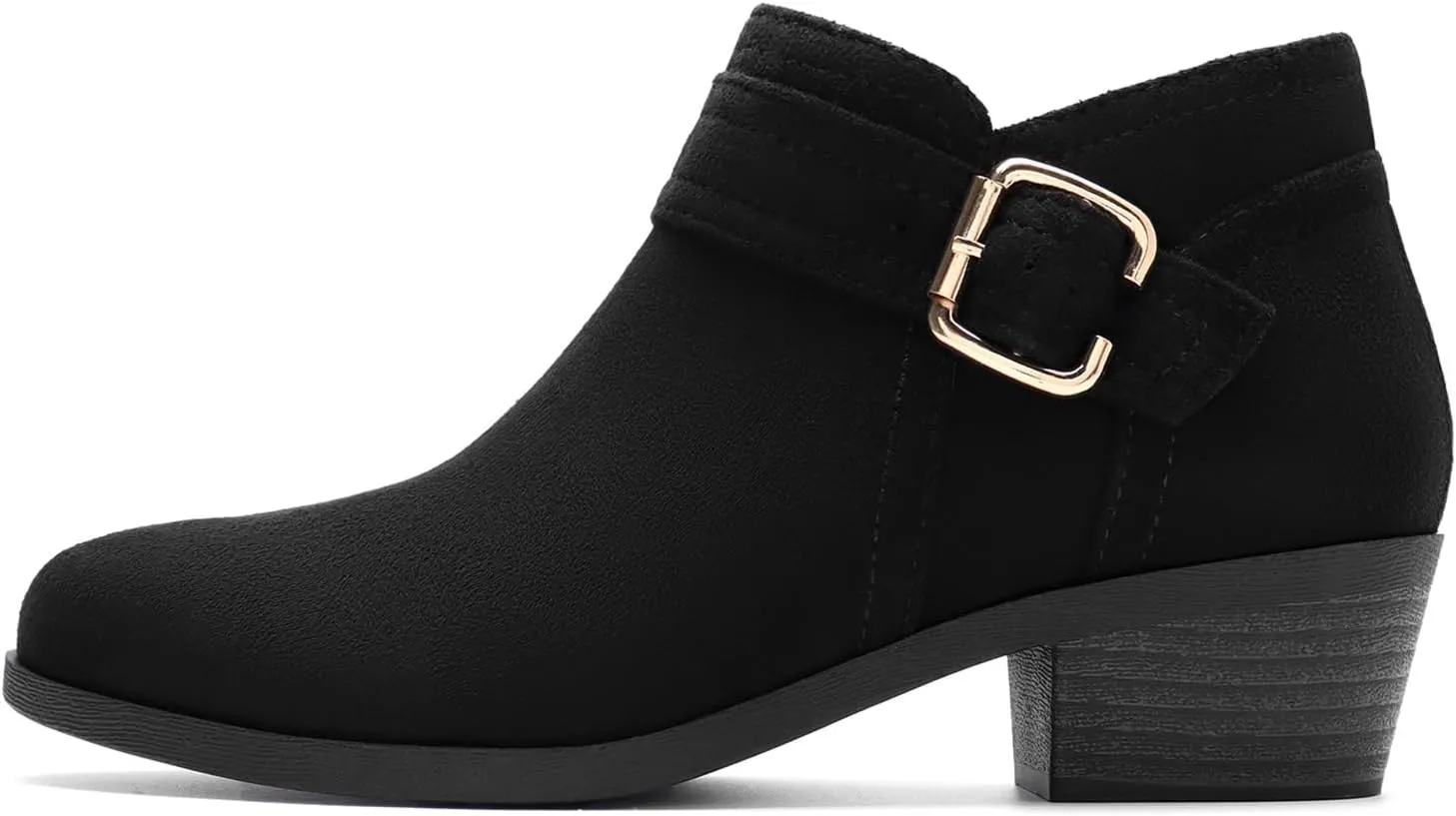 Athlefit Women's Chunky Low Heel Ankle Boots Classic Pointed Toe Side Zipper Booties