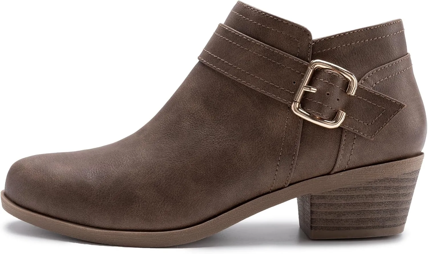 Athlefit Women's Chunky Low Heel Ankle Boots Classic Pointed Toe Side Zipper Booties