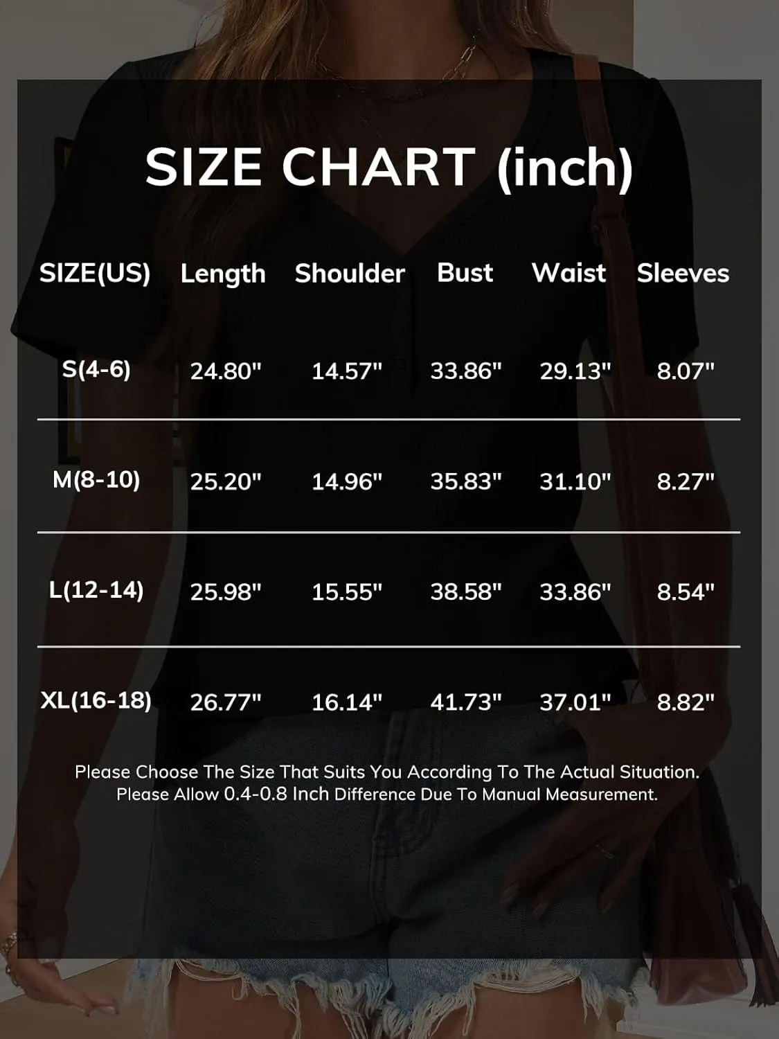 ATHMILE Womens Summer Short Sleeve V Neck Ribbed Knit Button T Shirts Henley Solid Color Trendy BasicTee