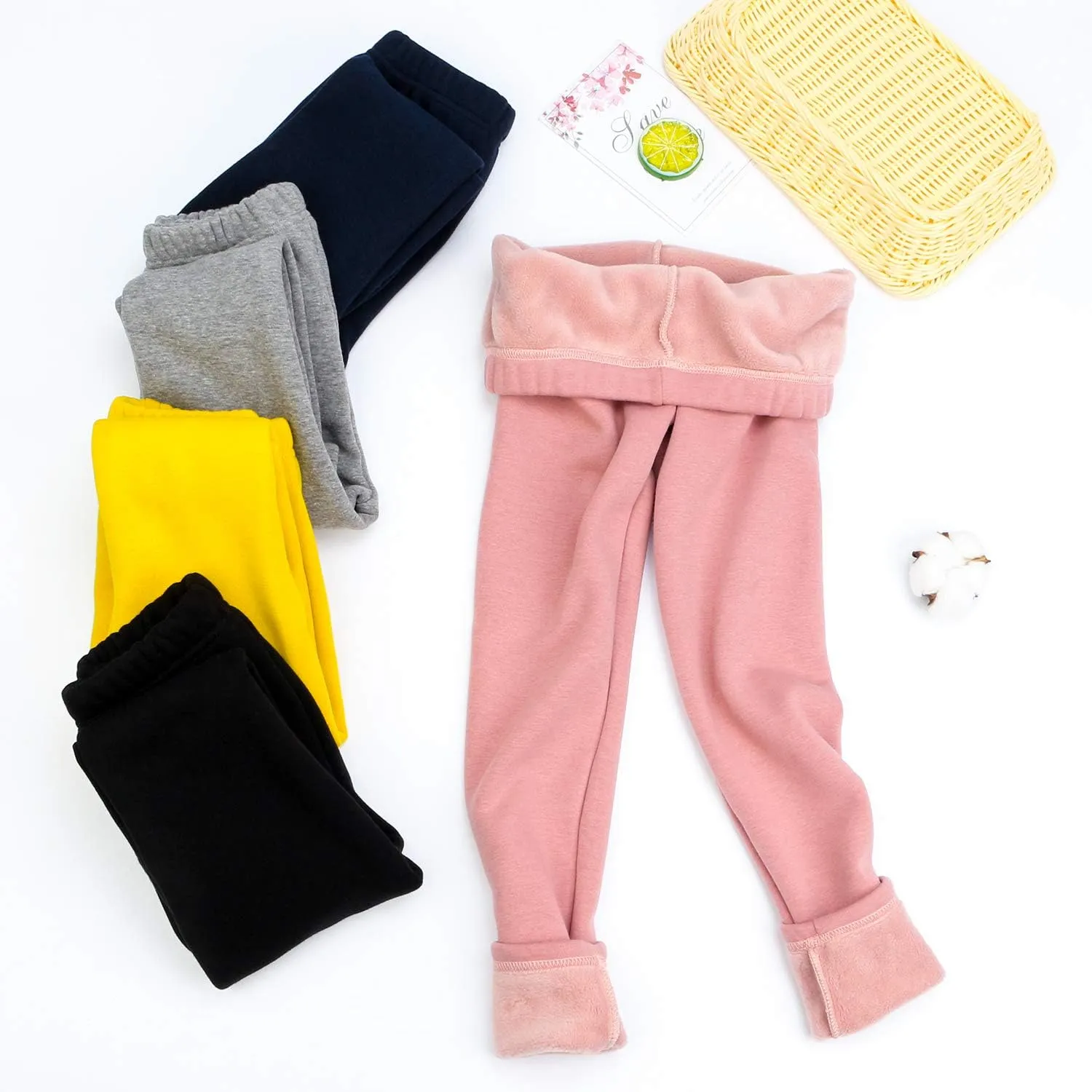 Auranso Girls Winter Warm Cotton Fleece Lined Leggings Thick Thermal Tights Pants