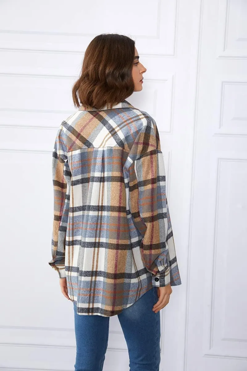 AUTOMET Womens Fall Outfits Fashion Clothes Shackets Flannel Plaid Button Down Long Sleeve Shirts Jackets