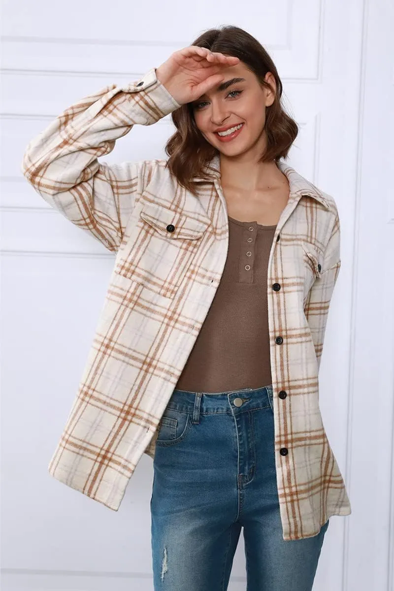AUTOMET Womens Fall Outfits Fashion Clothes Shackets Flannel Plaid Button Down Long Sleeve Shirts Jackets